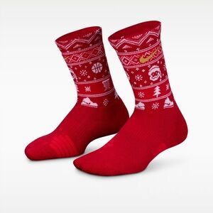 NWT Nike Elite Festive Holiday Red Crew Socks